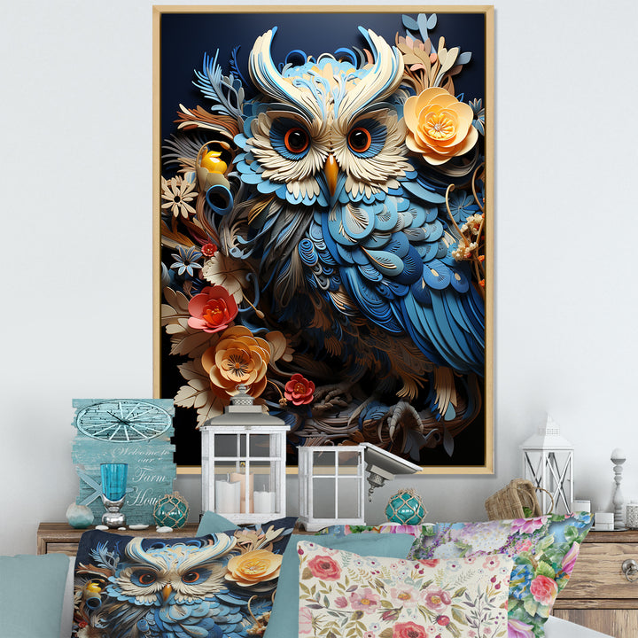 Mysterious Owl Blooms - Owl Bedroom Wall Art