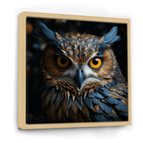 Blue And Yellow Majestic Owl Contemporary Stare - Blue Owl Wall Art
