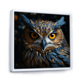Blue And Yellow Majestic Owl Contemporary Stare - Blue Owl Wall Art