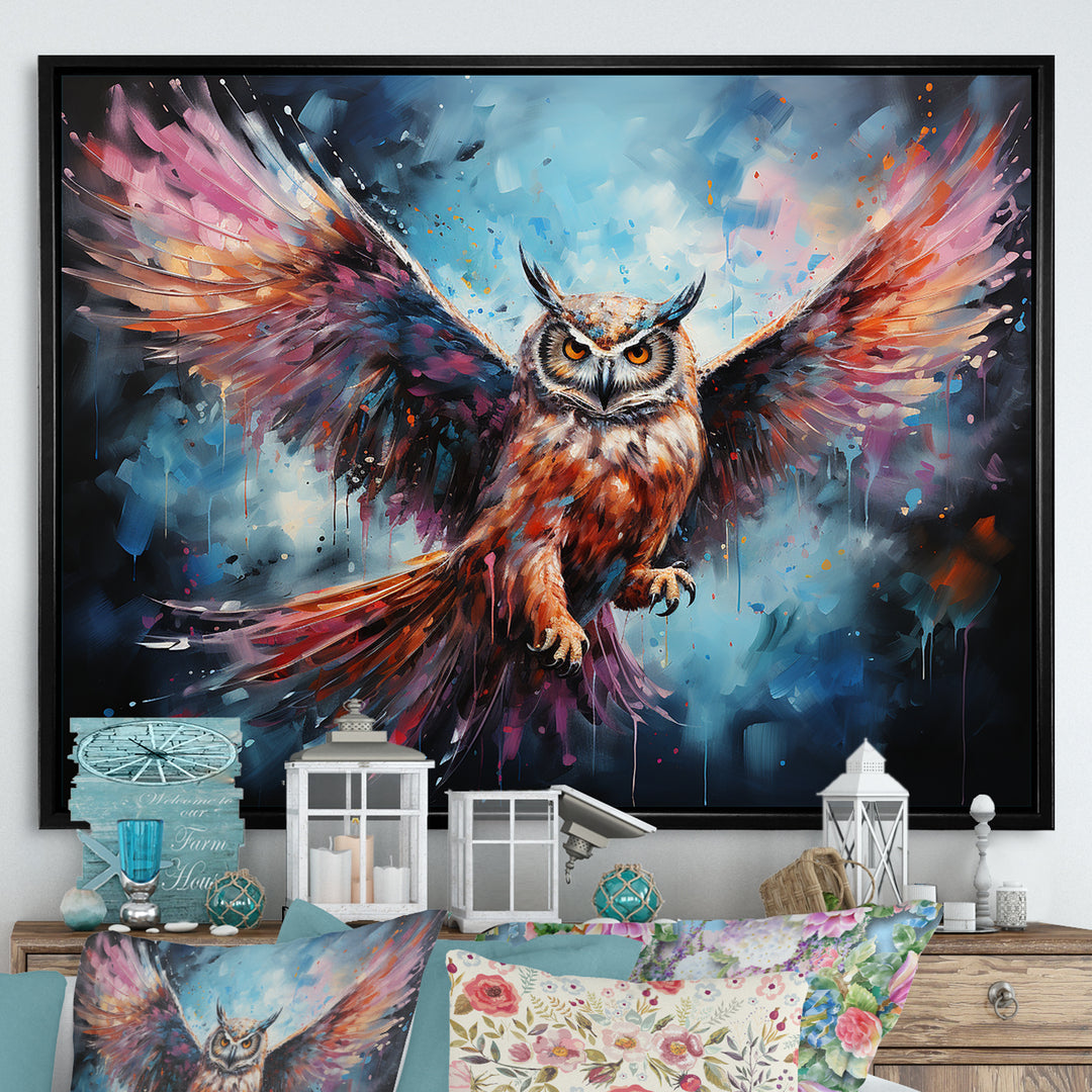 Dreamy Owls In Flight - Owl Home Decor Art