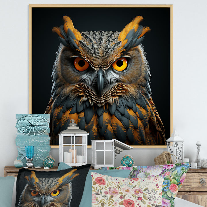 Owl Expressionist Gaze - Owl Living Room Wall Art