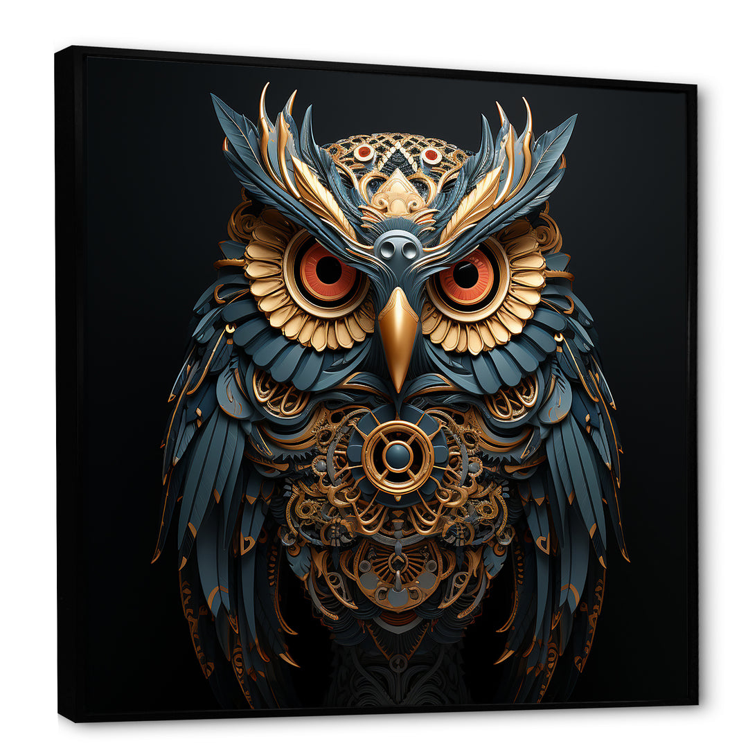 Teal And Gold Baroque Golden Guardian Owl - Owl Wall Decor