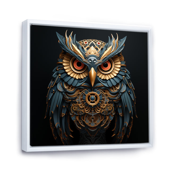 Teal And Gold Baroque Golden Guardian Owl - Owl Wall Decor