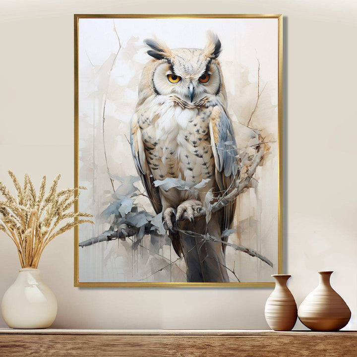 Wise And Watchful Majestic Owl I - Animals Canvas Wall Art