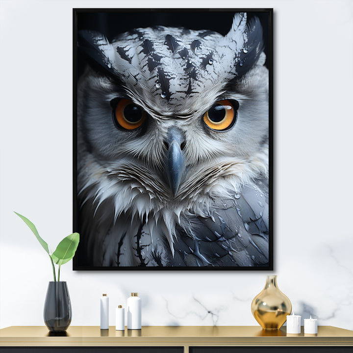Monochrome Gaze Enlightenment - Yellow Owl Wall Art