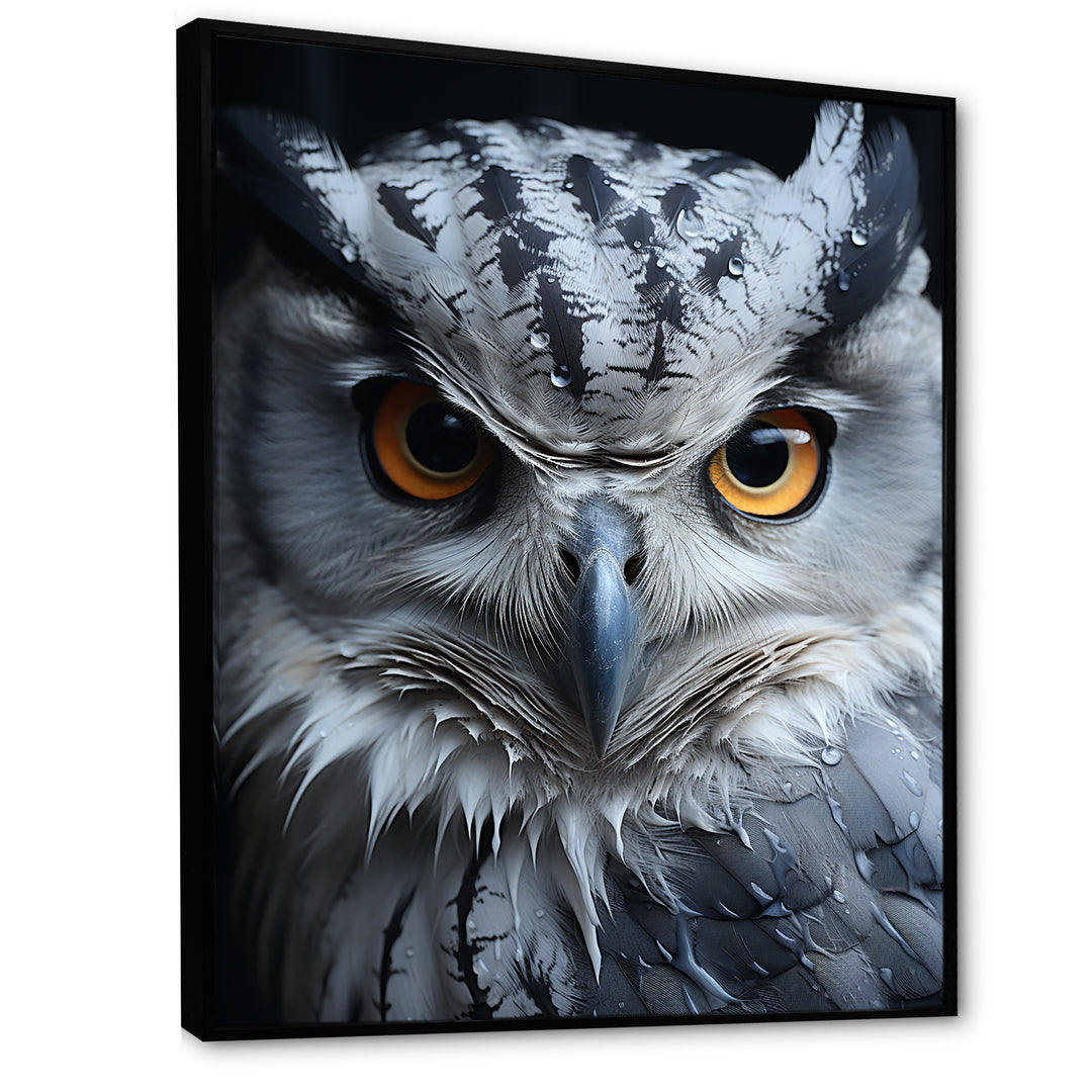 Monochrome Gaze Enlightenment - Yellow Owl Wall Art