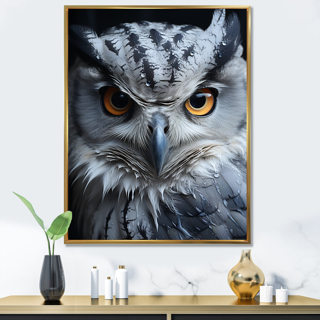 Monochrome Gaze Enlightenment - Yellow Owl Wall Art