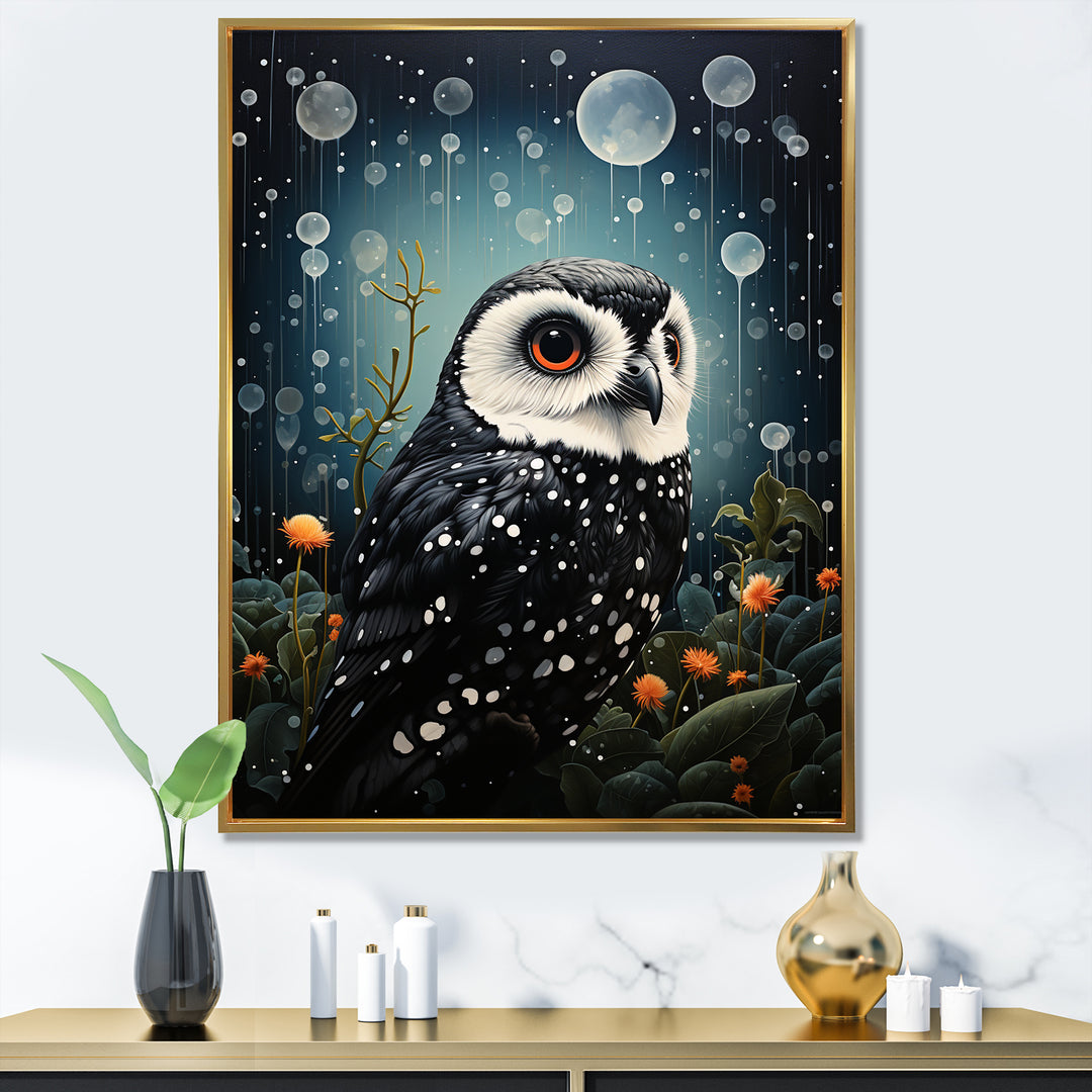 Noir Watcher Owl At Twilight - Black Owl Wall Art