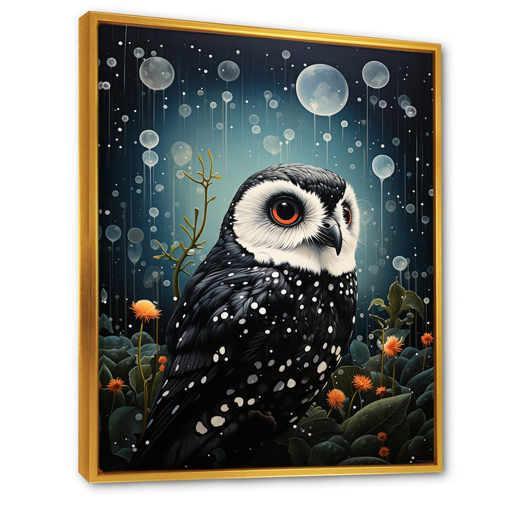 Noir Watcher Owl At Twilight - Black Owl Wall Art