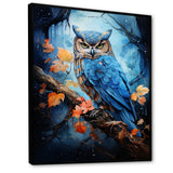 Blue Owls Moonlight Realm - Owl Framed Canvas Art