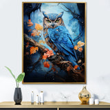 Blue Owls Moonlight Realm - Owl Framed Canvas Art