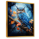 Blue Owls Moonlight Realm - Owl Framed Canvas Art