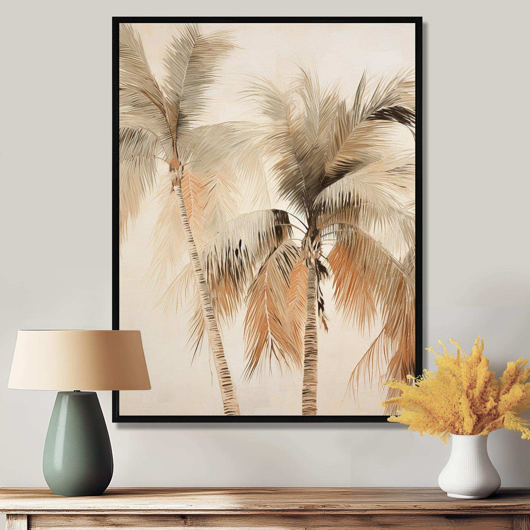 Minimalism Vintage Tropical Tranquility Palm Trees II - Floral Canvas Wall Art