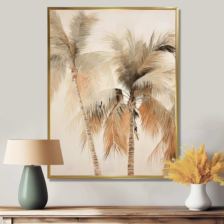 Minimalism Vintage Tropical Tranquility Palm Trees II - Floral Canvas Wall Art