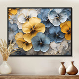 Elegant Yellow And Blue Pansy Petals - Floral Canvas Wall Art