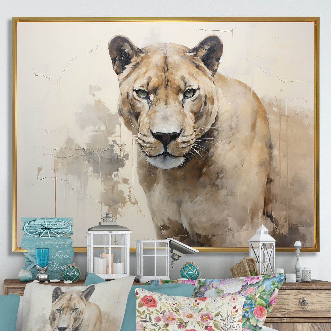 Minimalism Panther Wild Elegance - Panther Framed Canvas Art
