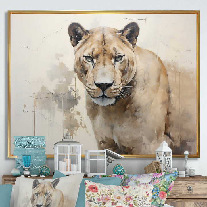 Minimalism Panther Wild Elegance - Panther Framed Canvas Art