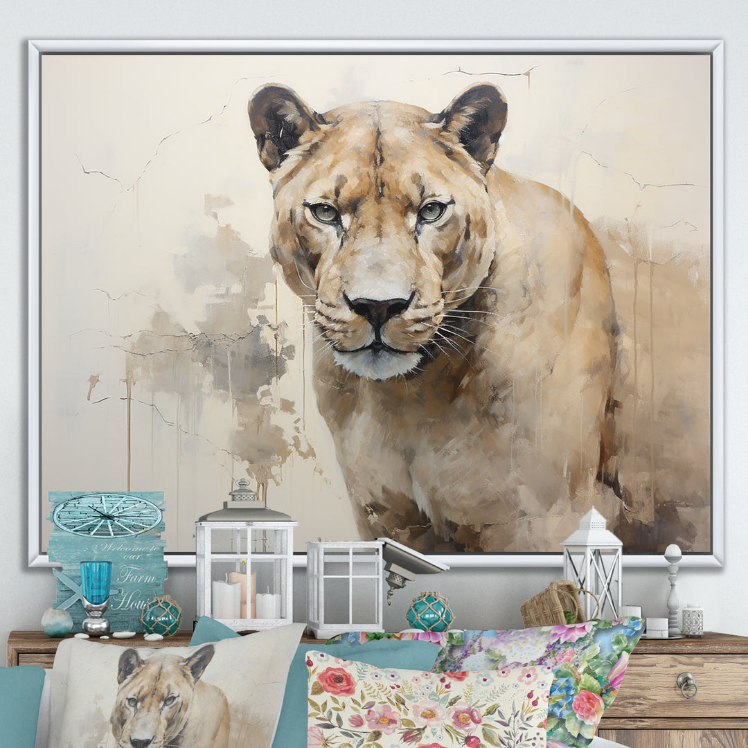 Minimalism Panther Wild Elegance - Panther Framed Canvas Art