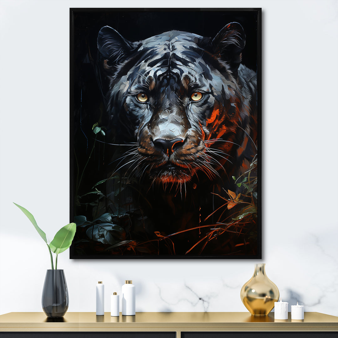 Moonlit Panther Tranquility - Panther Canvas Wall Art