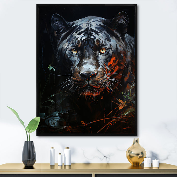 Moonlit Panther Tranquility - Panther Canvas Wall Art