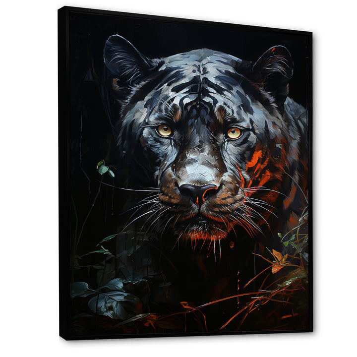 Moonlit Panther Tranquility - Panther Canvas Wall Art