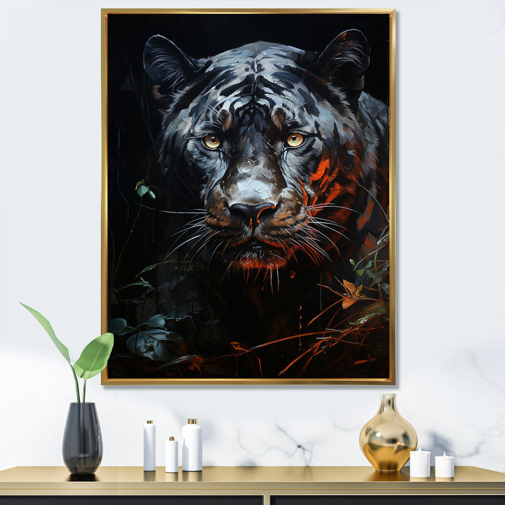 Moonlit Panther Tranquility - Panther Canvas Wall Art