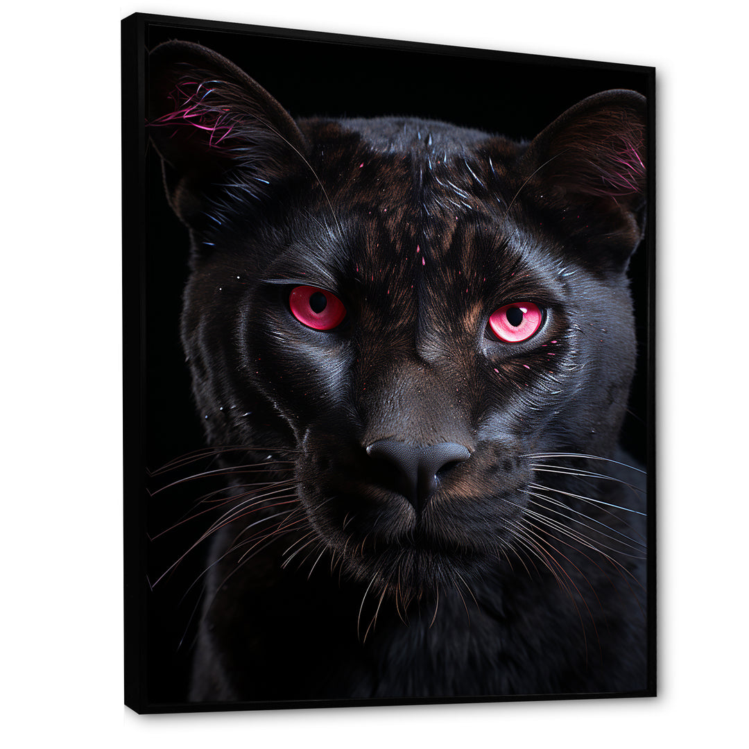 Pink And Black Panther - Panther Framed Canvas Art