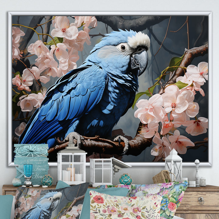 Ephemeral Plumage Charisma - Blue Parrot Wall Art
