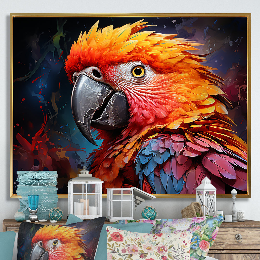 Yellow And Orange Vibrant Parrot Paradox - Parrot Wall Decor