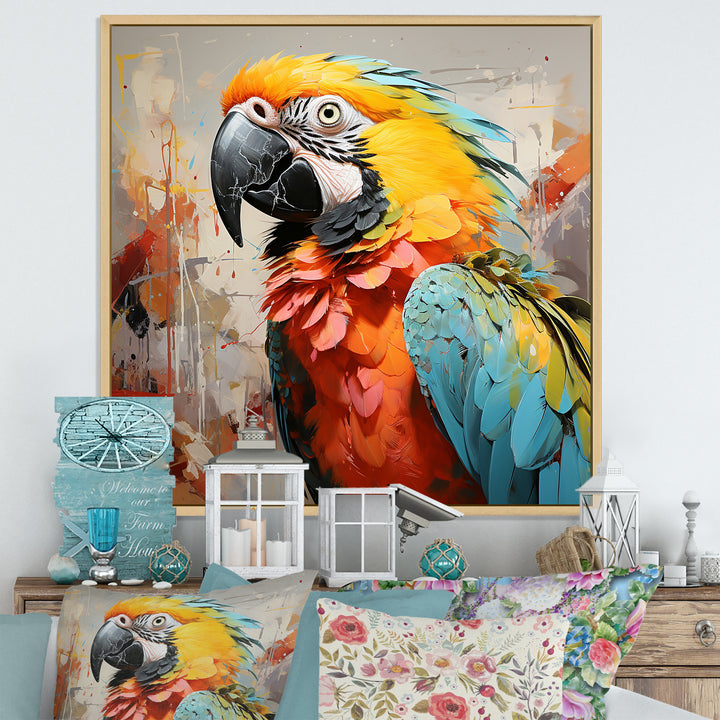 Yellow Parrot Tropical Tempest - Parrot Canvas Wall Art
