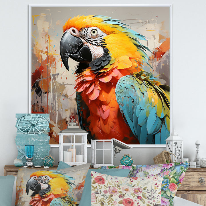 Yellow Parrot Tropical Tempest - Parrot Canvas Wall Art