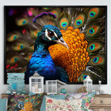 Majestic Colorful Peacocks Harmony - Blue Peacock Wall Art
