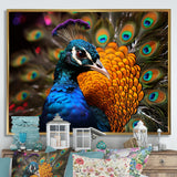 Majestic Colorful Peacocks Harmony - Blue Peacock Wall Art
