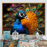 Majestic Colorful Peacocks Harmony - Blue Peacock Wall Art