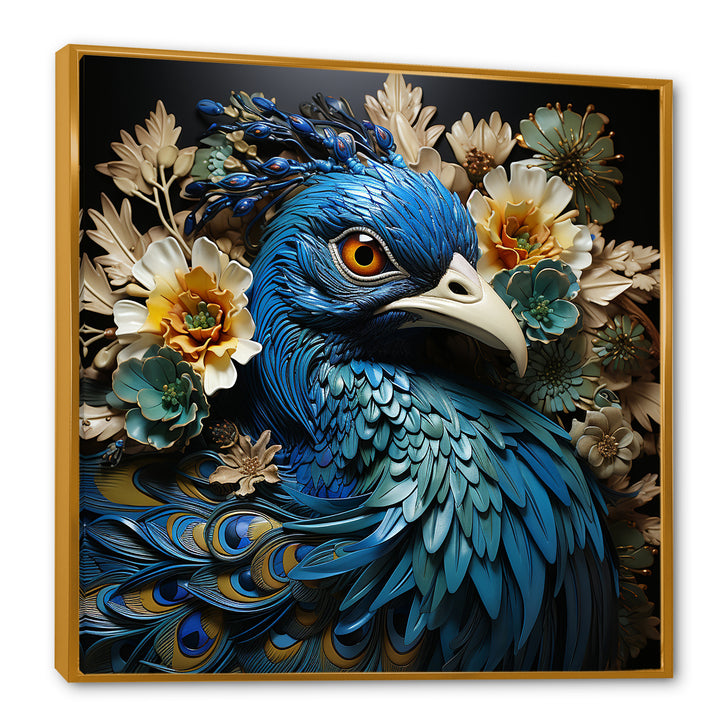 Majestic Flowerful Peacocks Harmony - Blue Peacock Wall Art