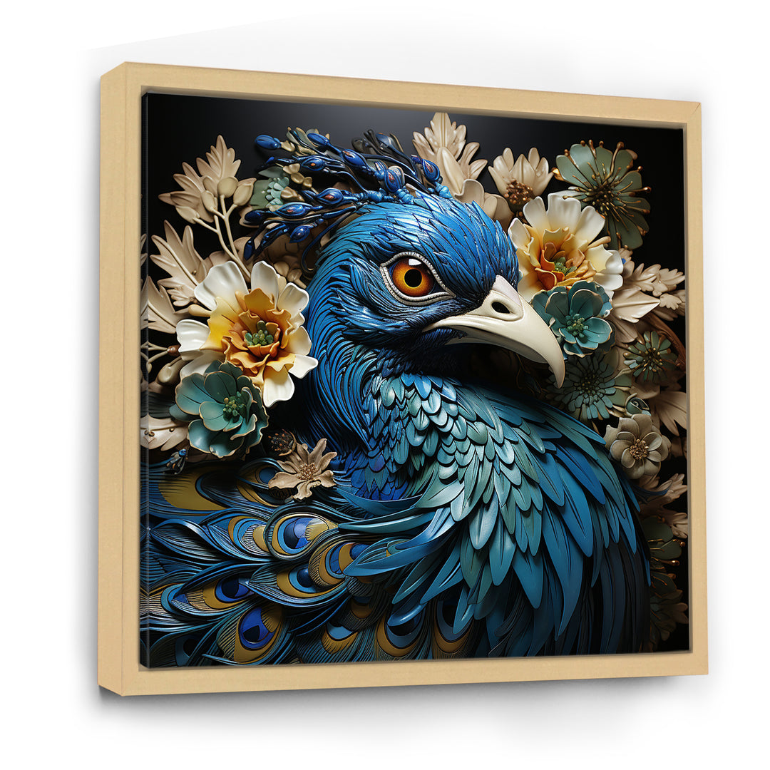 Majestic Flowerful Peacocks Harmony - Blue Peacock Wall Art