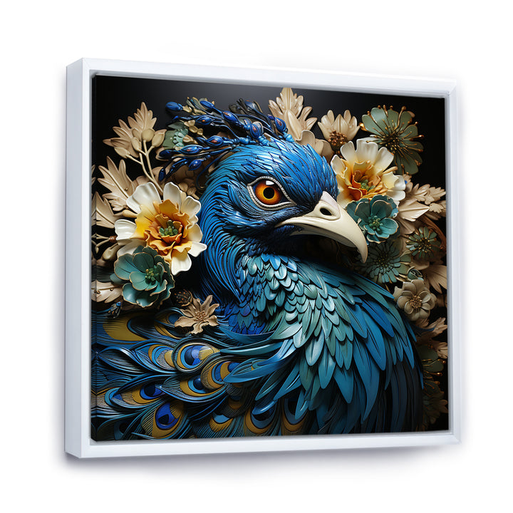 Majestic Flowerful Peacocks Harmony - Blue Peacock Wall Art