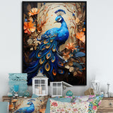 Majestic Blooming Plumage Peacock - Peacock Living Room Wall Art