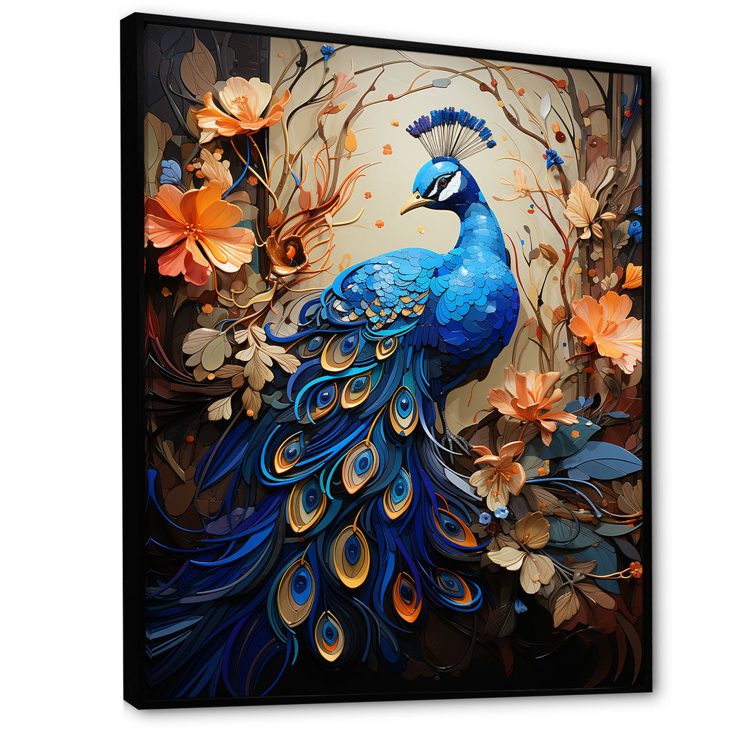 Majestic Blooming Plumage Peacock - Peacock Living Room Wall Art