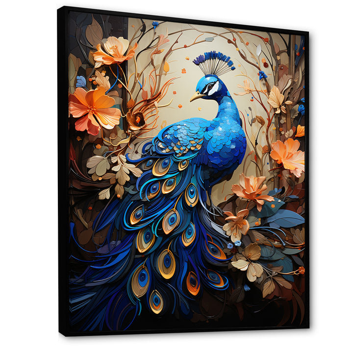 Majestic Blooming Plumage Peacock - Peacock Living Room Wall Art