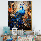 Majestic Blooming Plumage Peacock - Peacock Living Room Wall Art