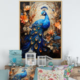 Majestic Blooming Plumage Peacock - Peacock Living Room Wall Art