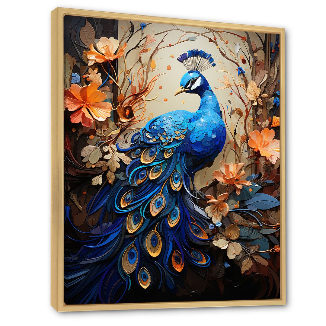 Majestic Blooming Plumage Peacock - Peacock Living Room Wall Art
