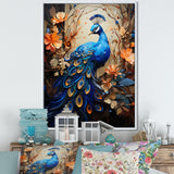 Majestic Blooming Plumage Peacock - Peacock Living Room Wall Art