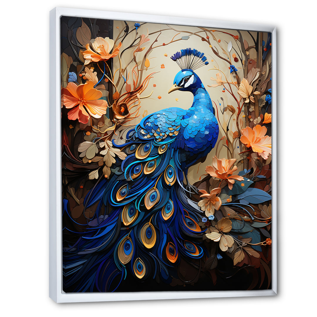 Majestic Blooming Plumage Peacock - Peacock Living Room Wall Art