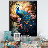 Fantasy Peacock In Enchanted Blooms - Peacock Canvas Wall Art