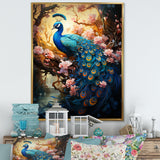 Fantasy Peacock In Enchanted Blooms - Peacock Canvas Wall Art