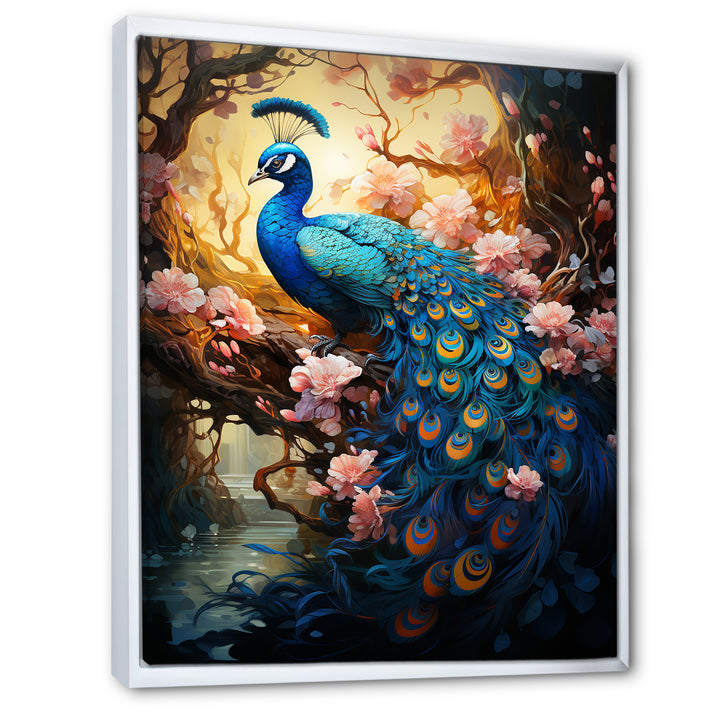 Fantasy Peacock In Enchanted Blooms - Peacock Canvas Wall Art