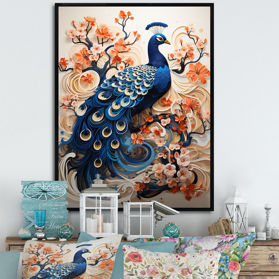 Flower Colors Of The Peacock - Blue Peacock Wall Art