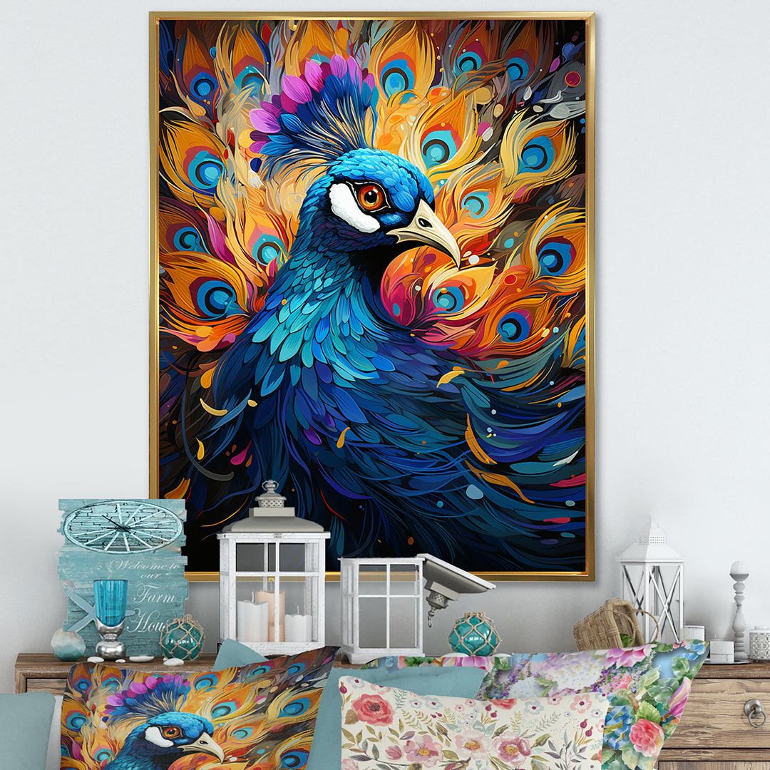 Peacocks Royal Plumage - Peacock Framed Canvas Art